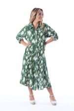 Camisa Larga Clara Ikat Green - Imagen 2