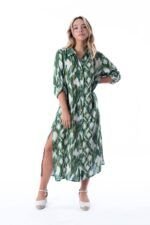 Camisa Larga Clara Ikat Green