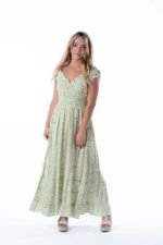 Vestido Largo June Green Dot