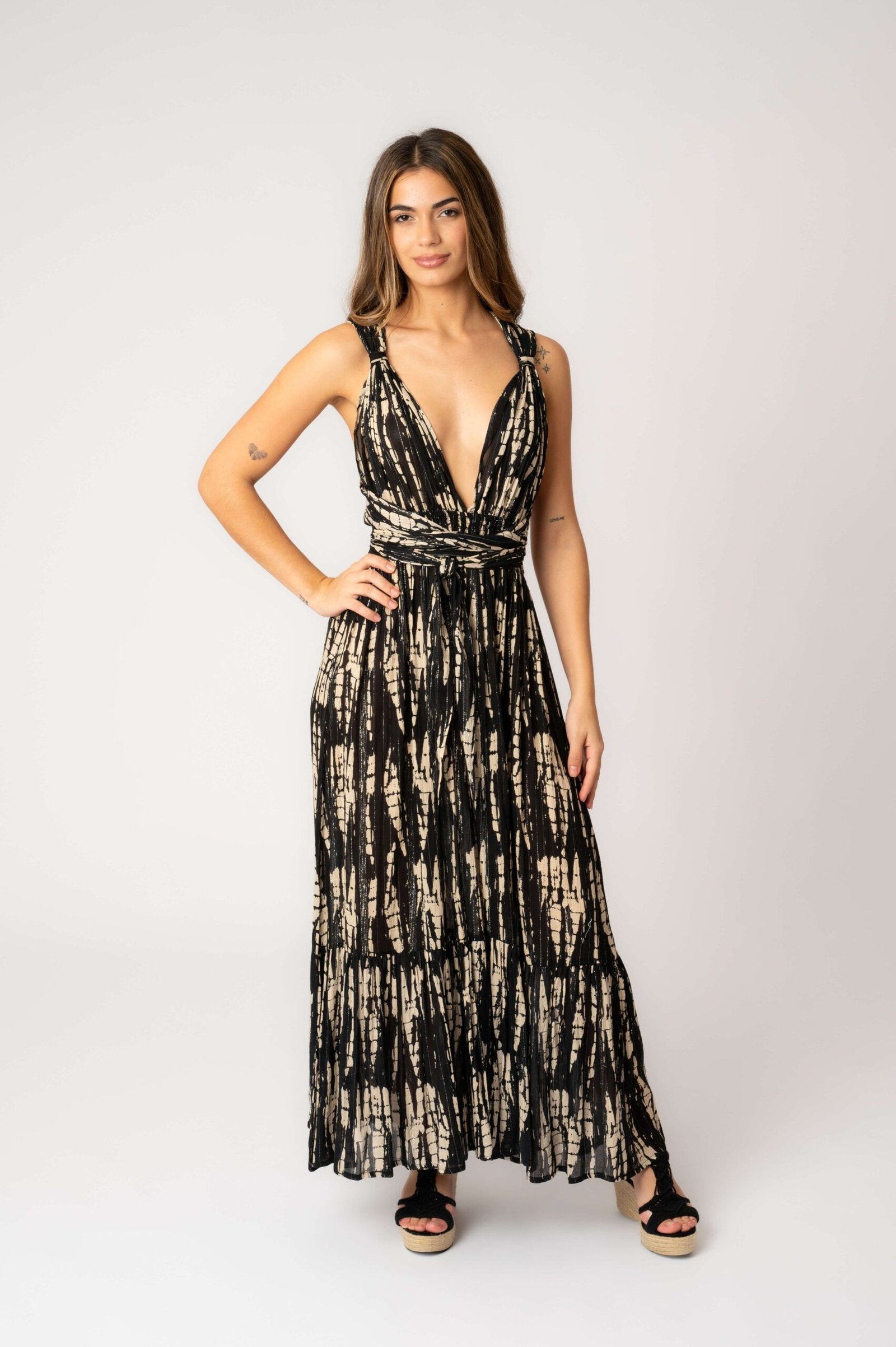 DAISY BLACK LUREX 1 Vestido Largo Daisy Black Lurex - Imagen 1