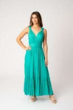 Vestido Largo Daisy Aqua Solid