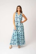 Vestido Largo Fernanda Blue Rombos