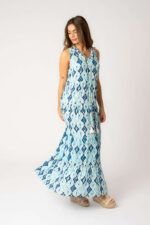 Vestido Largo Fernanda Blue Rombos - Imagen 2