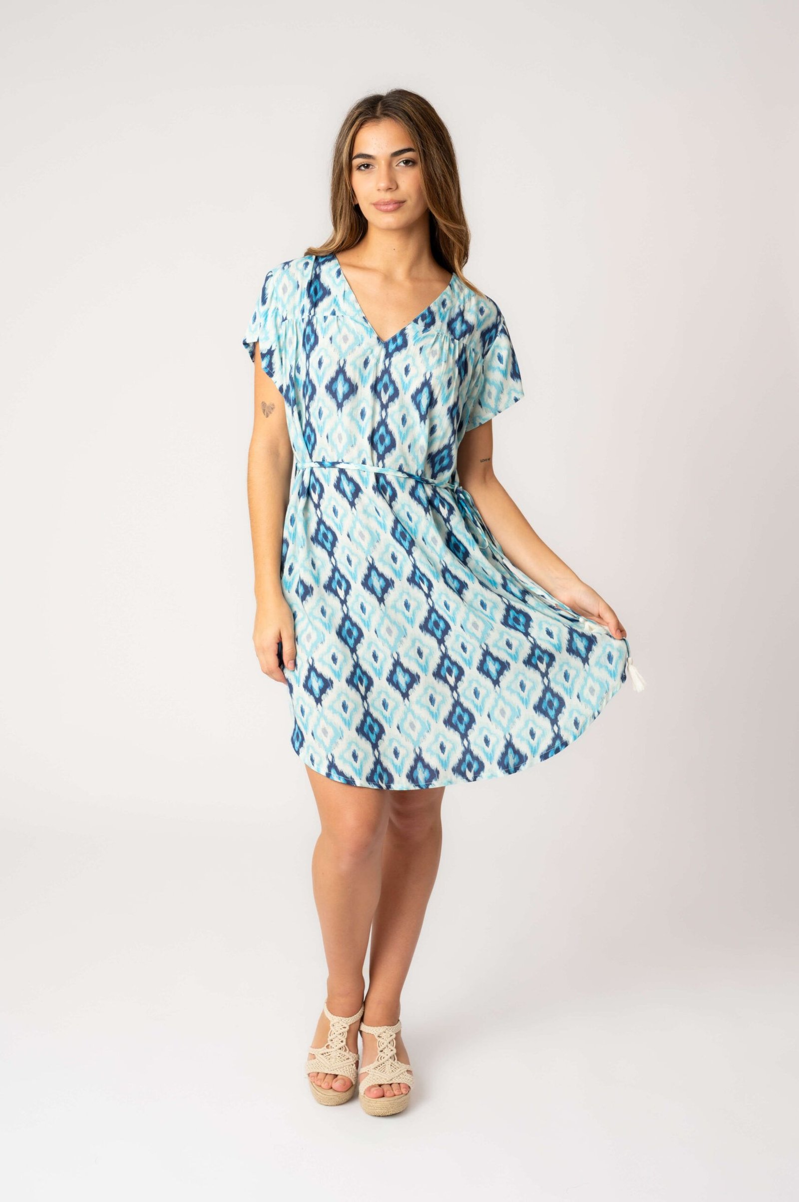 FRESH BLUE 1 Vestido Corto Fresh Blue Rombos - Imagen 1