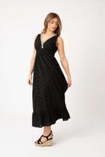 Vestido Largo Jaspreed Black Solid - Imagen 2