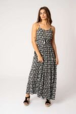 Vestido Largo Marcia Black Leaf