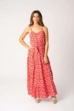 Vestido Largo Marcia Coral Leaf