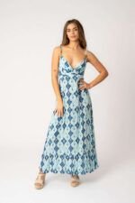 Vestido Largo Mica Blue Rombos