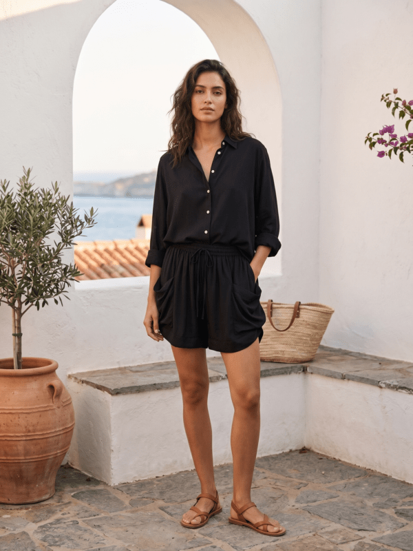 Camisa Corta Ines Black Solid
