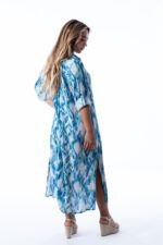 Camisa Larga Clara Ikat Aqua - Imagen 3