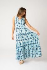 Vestido Largo Fernanda Blue Rombos - Imagen 3