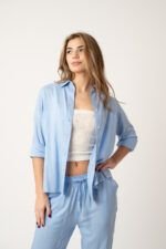 Camisa Corta Ines Sky Blue - Imagen 2