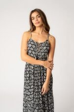 Vestido Largo Marcia Black Leaf - Imagen 3