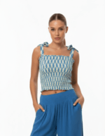 Top Bustier Long Blue Feather