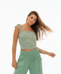 Top Bustier Long Green Feather