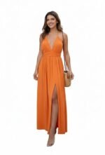 Vestido Largo Indira Orange - Imagen 2