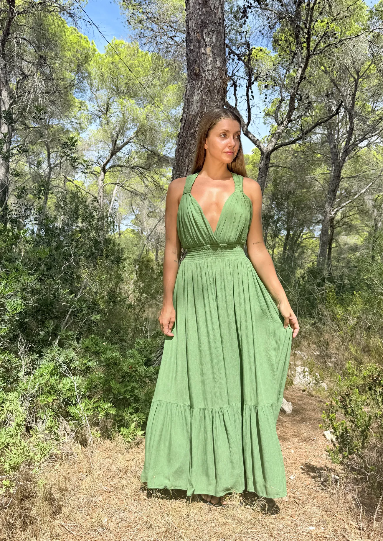 3693306 Vestido Largo Daisy Green - Imagen 1