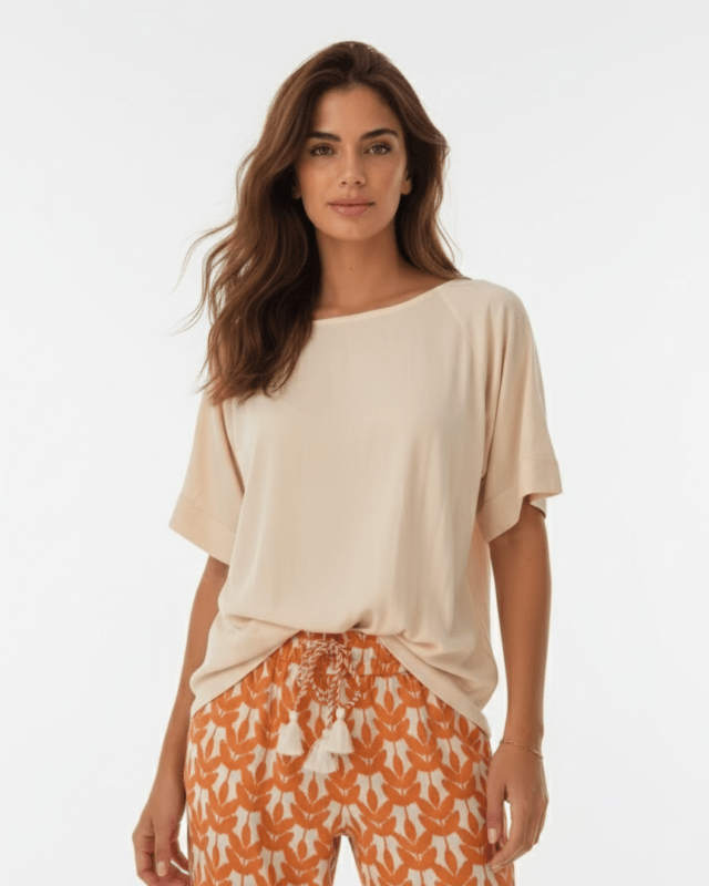 Blusa Round Neck Beige