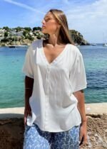Blusa V-Neck Blouse White - Imagen 2
