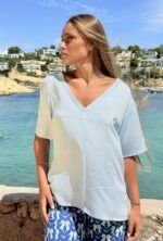 Blusa V-Neck Blouse Sky Blue