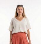 Blusa V-Neck Blouse Beige