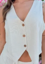 Chaleco Denise Vest Beige - Imagen 2